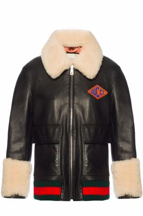 Leather jacket with a fur finish, zdjęcie 1 Leather jacket with a fur finish od Gucci